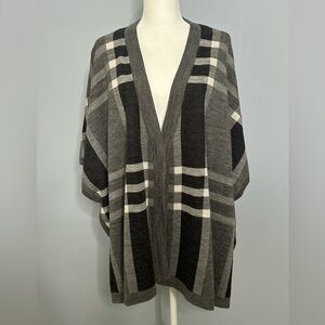 Cynthia Rowley Charcoal and Cream Striped Knit Draped Sweater